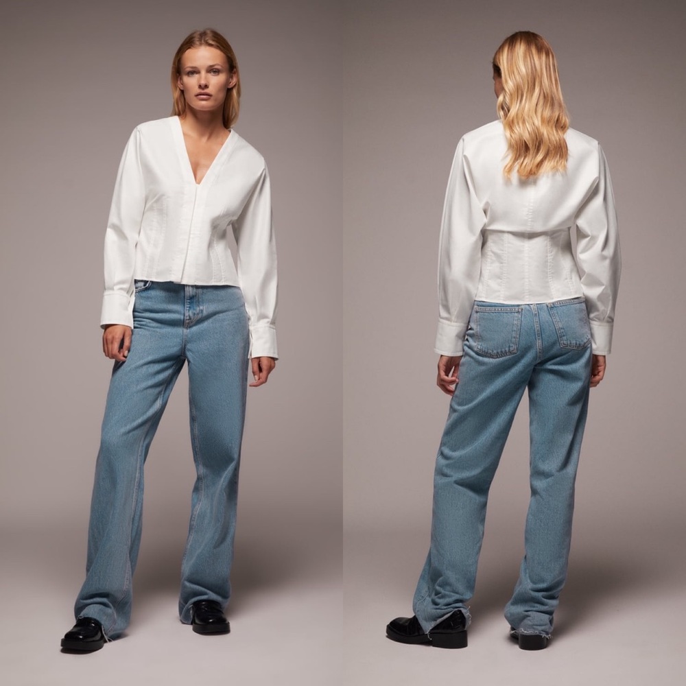 Zara v-neck shirt with darts